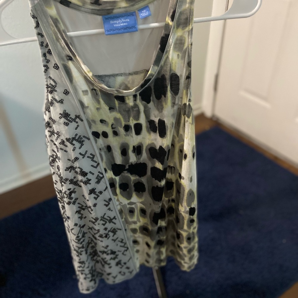 Simply Vera Vera Wang Green and Black Sleeveless Tank Top